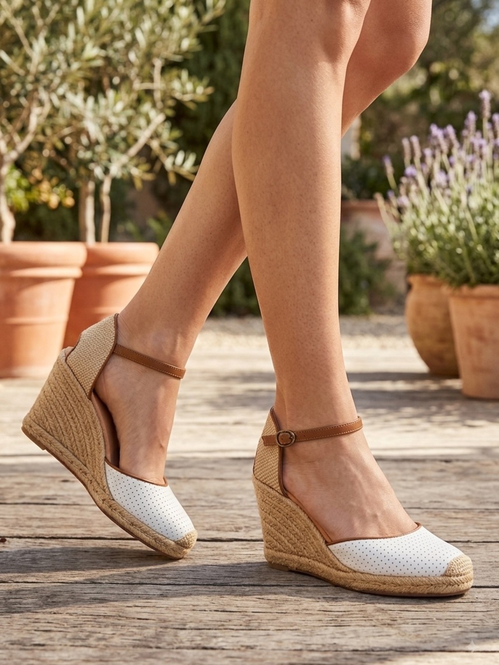 Caslon Cream & Brown Espadrille Wedge Sandals